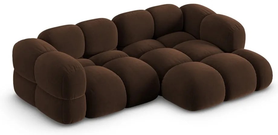 Тъмнокафяв кадифен ъглов диван (десен ъгъл) Loretto – Cosmopolitan Design