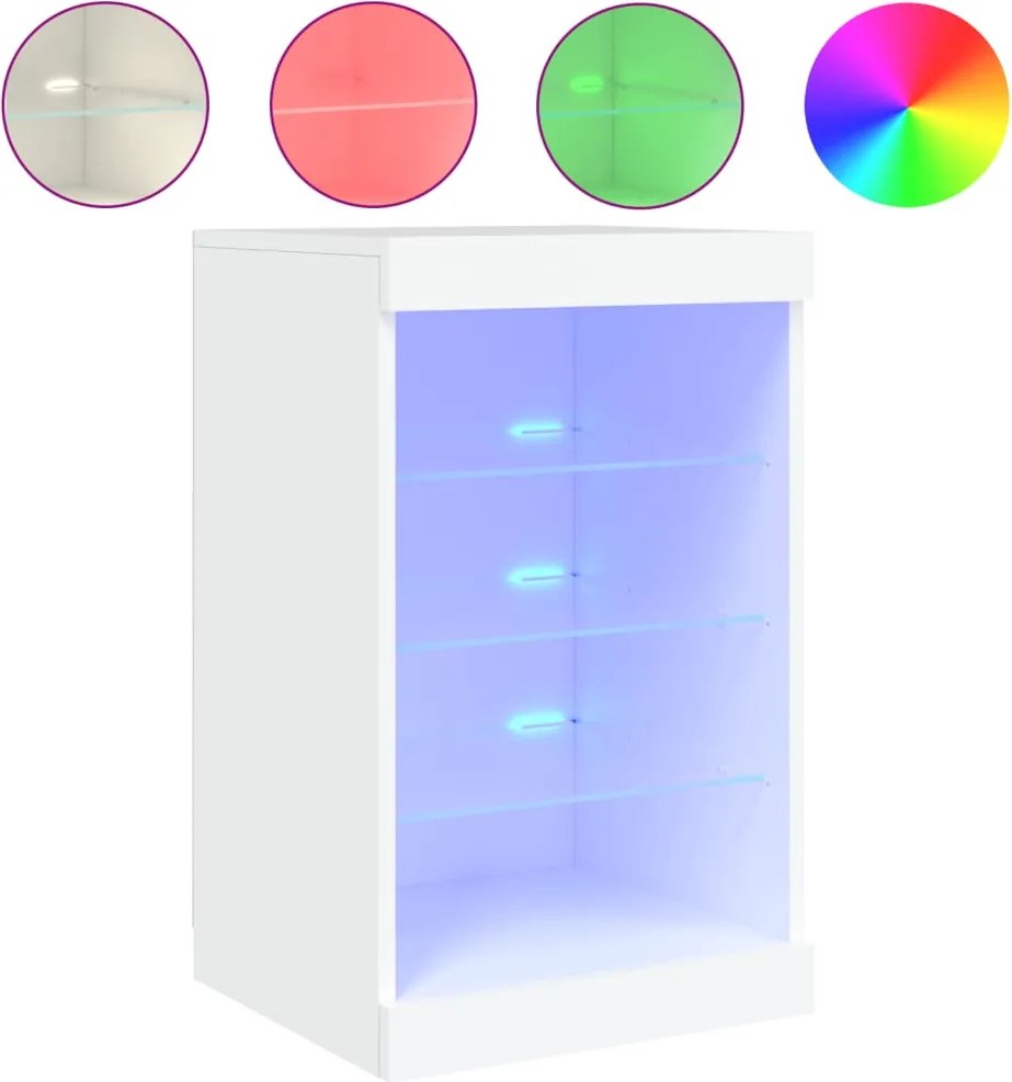 836721 vidaXL Сайдборд с LED светлини, бял, 41x37x67 см