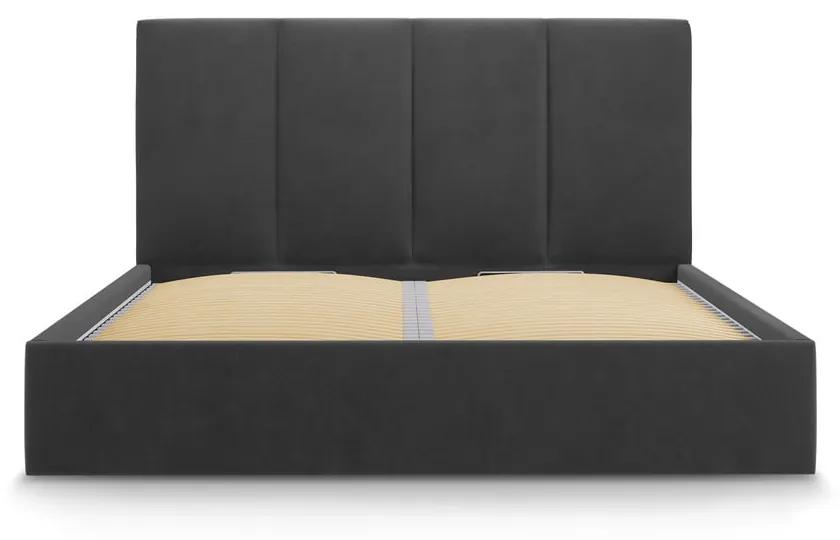 Тъмно сиво кадифено двойно легло , 180 x 200 cm Juniper - Mazzini Beds