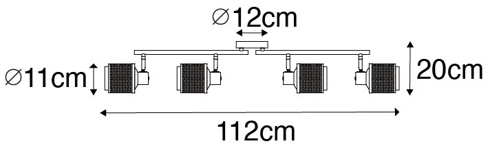 Индустриален прожектор черен със злато 4-светлина - Kayden