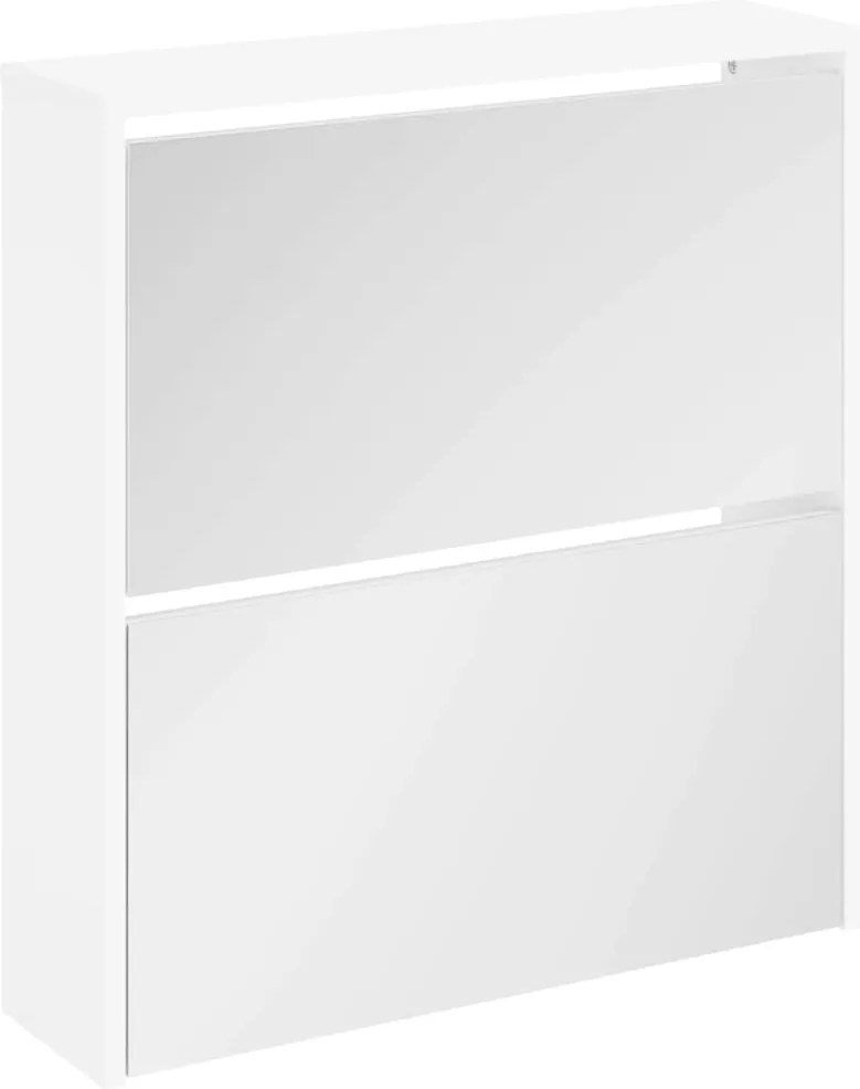 243046 vidaXL Шкаф за обувки с двойно огледало, бял, 63x17x67 cм