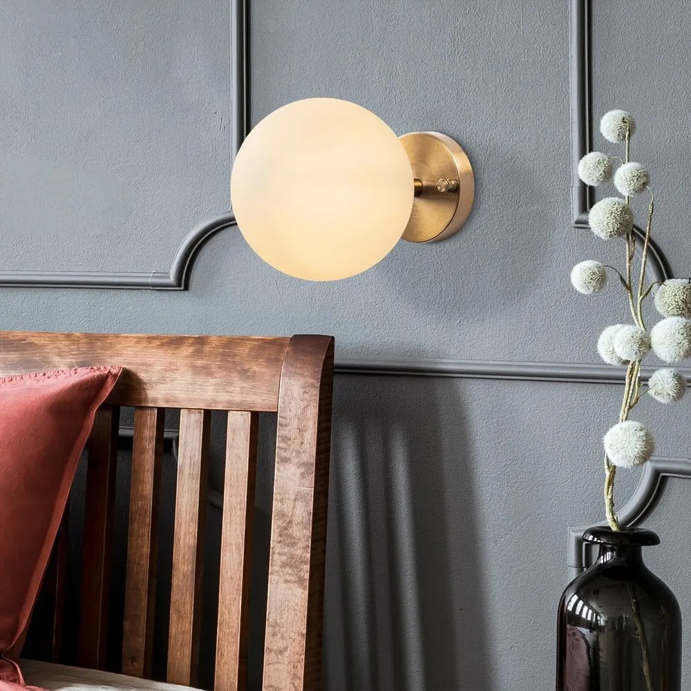 Бяла/в бронзов цвят стенна лампа ø 15 cm Atmaca – Opviq lights