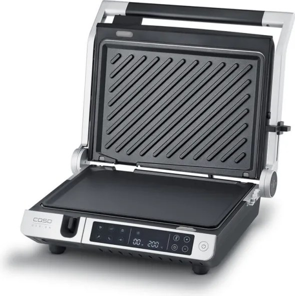 Електрическа скара 3в1 Caso Germany SteakMaster Pro, 2000W, 34х24 см, 80-240°C, Керамично покритие, Таймер, Сензорно управление, Инокс/черен
