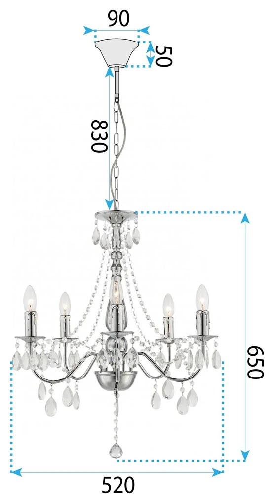 ЛАМПА EBT014-5CP CHROME