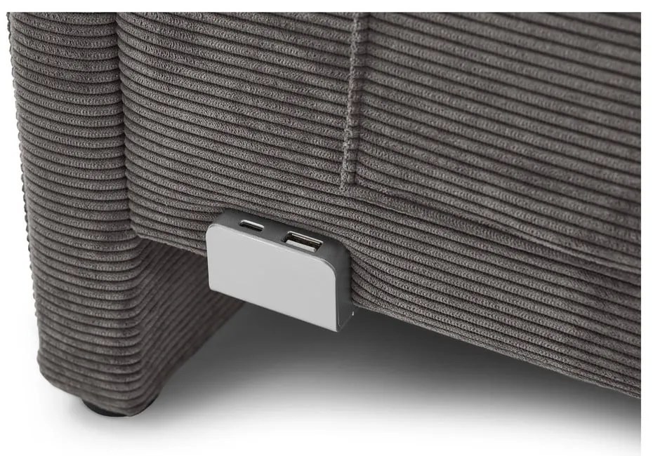 Антрацитно тапицирано ъглово детско легло 120x200 cm с място за съхранение с включена подматрачна рамка Cool – Meise Möbel