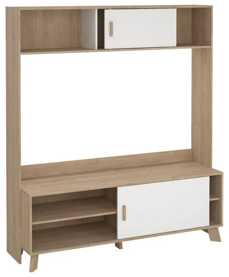 TV комплект от дъбов декор в бял и естествен цвят 159x181x48 cm Ikast – Tvilum