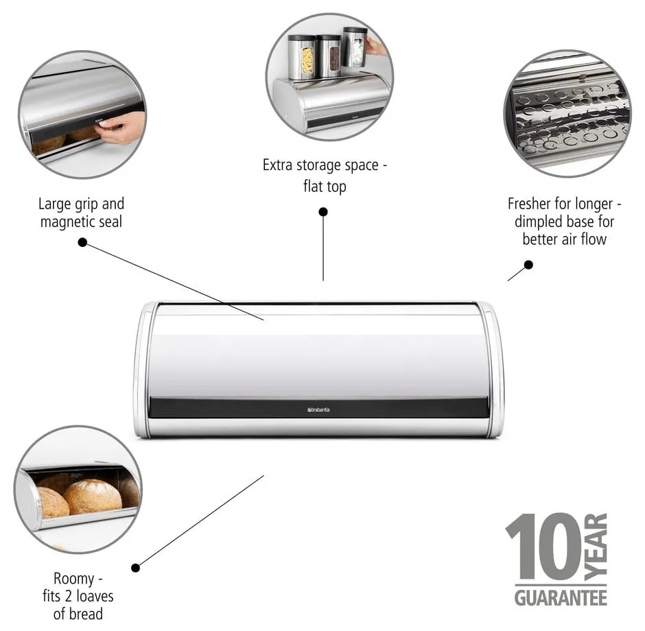 Стоманена кутия за хляб Roll Top – Brabantia