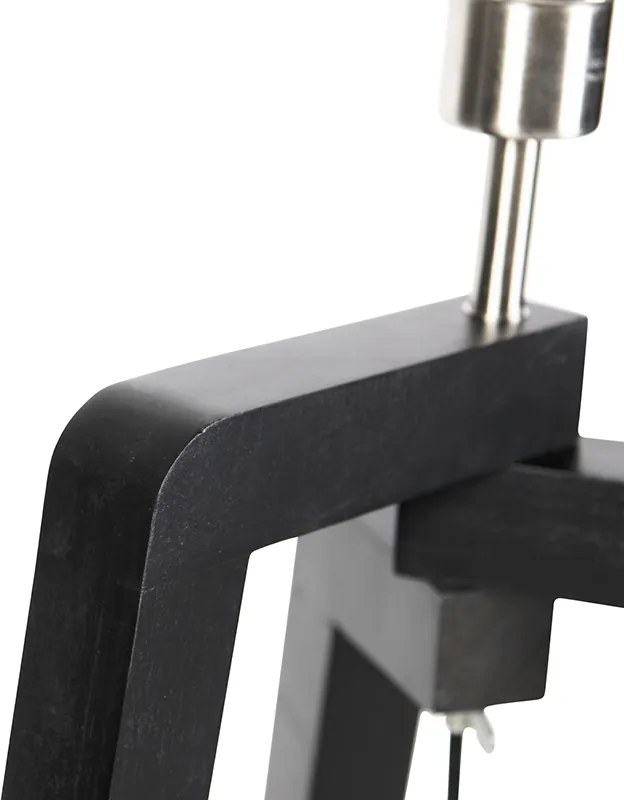 Подова лампа черен трипод с кафяв абажур със златист интериор 50 см - Puros