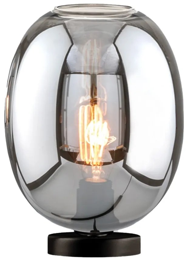 Черна настолна лампа със стъклен абажур (височина 27 cm) Nayla – Fischer & Honsel