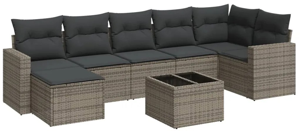 3251627 vidaXL Градински комплект диван с възглавници 8 части сив полиратан