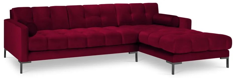 Ъглов диван от червено кадифе , десен ъгъл Bali - Cosmopolitan Design