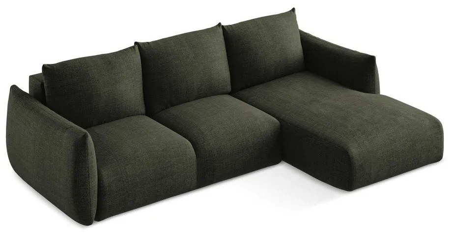 Зелен сгъваем ъглов диван (десен ъгъл) Leila – Makamii
