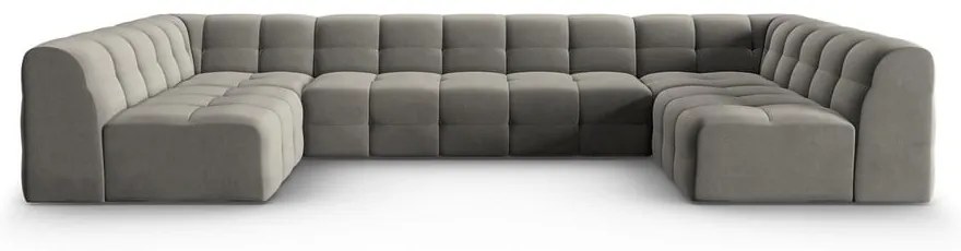 Ъглов диван от сиво кадифе (U-образен) Kendal - Micadoni Home