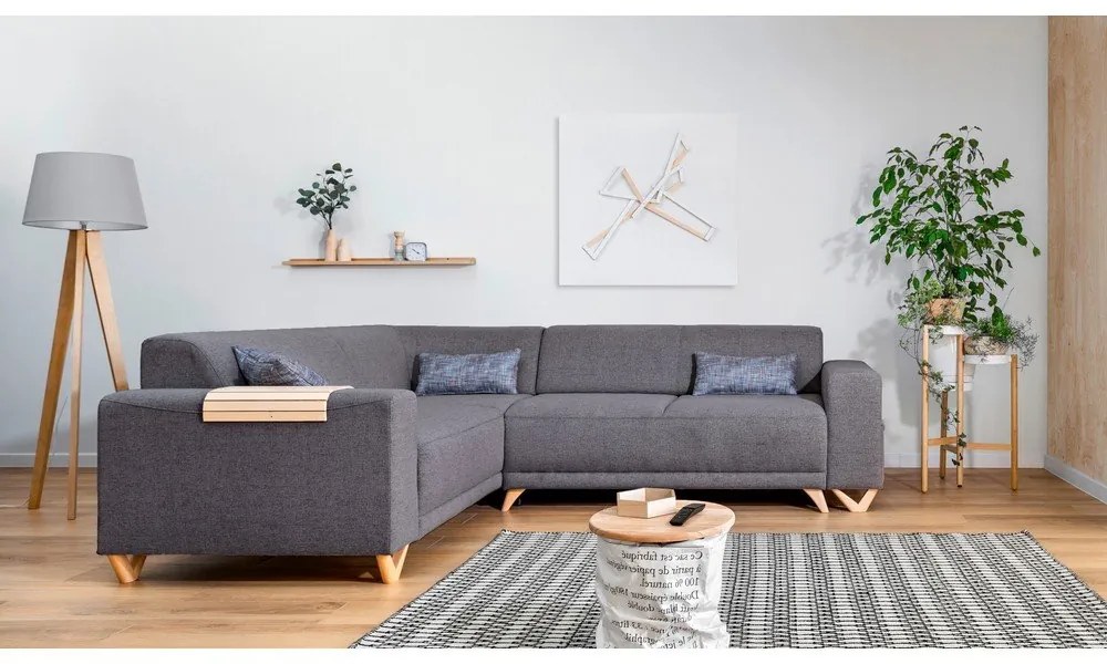 Сив разтегателен/с място за съхранение ъглов диван (ляв ъгъл/L форма) Classy Sophie – Miuform