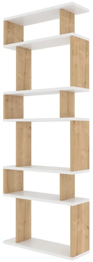 Бял/естествен дъбов шкаф за книги 60x160 cm Bates - Kalune Design