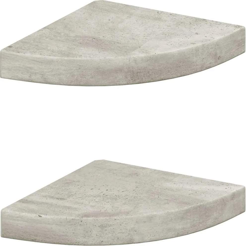 326634 vidaXL Стенни ъглови рафтове, 2 бр, бетонно сиво, 25x25x3,8 см, МДФ