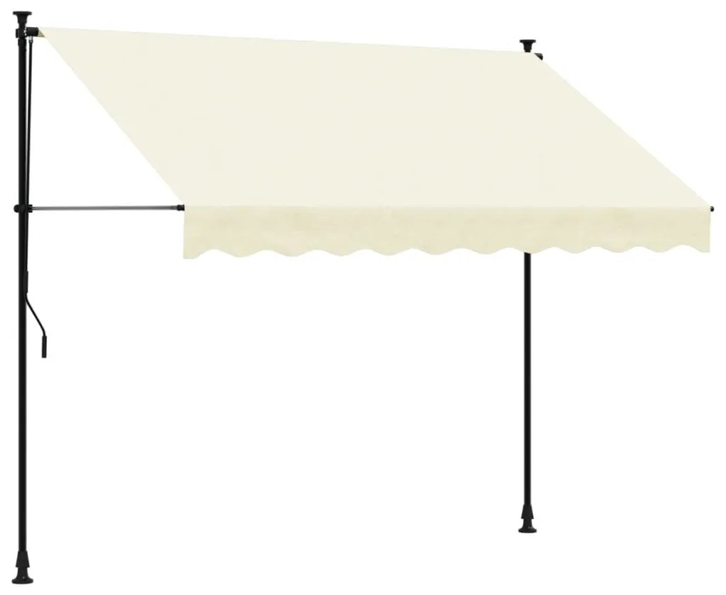 368746 vidaXL Прибираща се тента, кремава, 250x150 см, плат и стомана