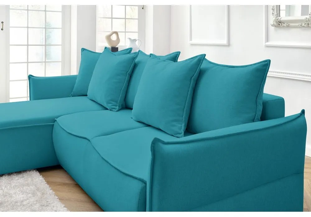 Тюркоазен ъглов разтегателен диван (ляв ъгъл) Leon - Bobochic Paris