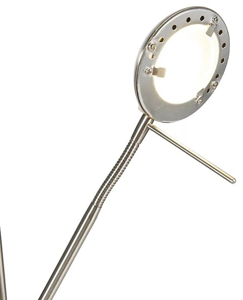 Подова лампа стомана с лампа за четене с димируема LED в Келвин - Diva