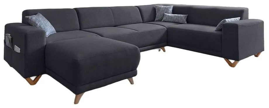 Антрацитен разтегателен/с място за съхранение ъглов диван (десен ъгъл/U форма) Classy Sophie – Miuform