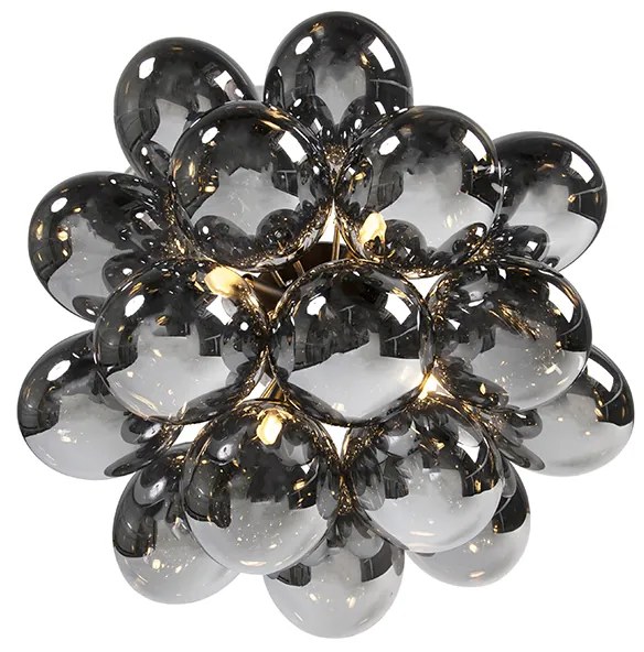 Дизайнерски таванна лампа черна с димно стъкло 4-светлина - Uvas