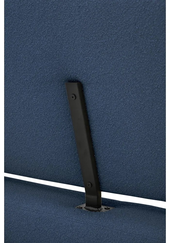 Тъмносиньо тапицирано двойно легло с включена подматрачна рамка 180x200 cm Odette – Scandic