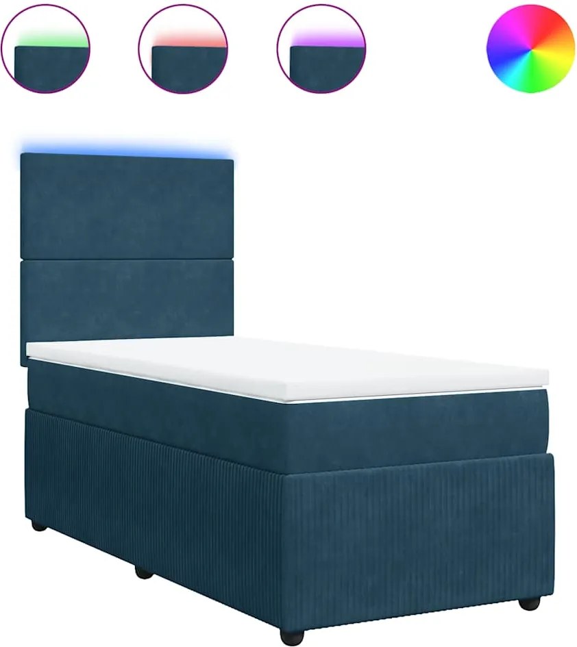 3294512 vidaXL Боксспринг легло с матрак, синя, 90x190 см, кадифе