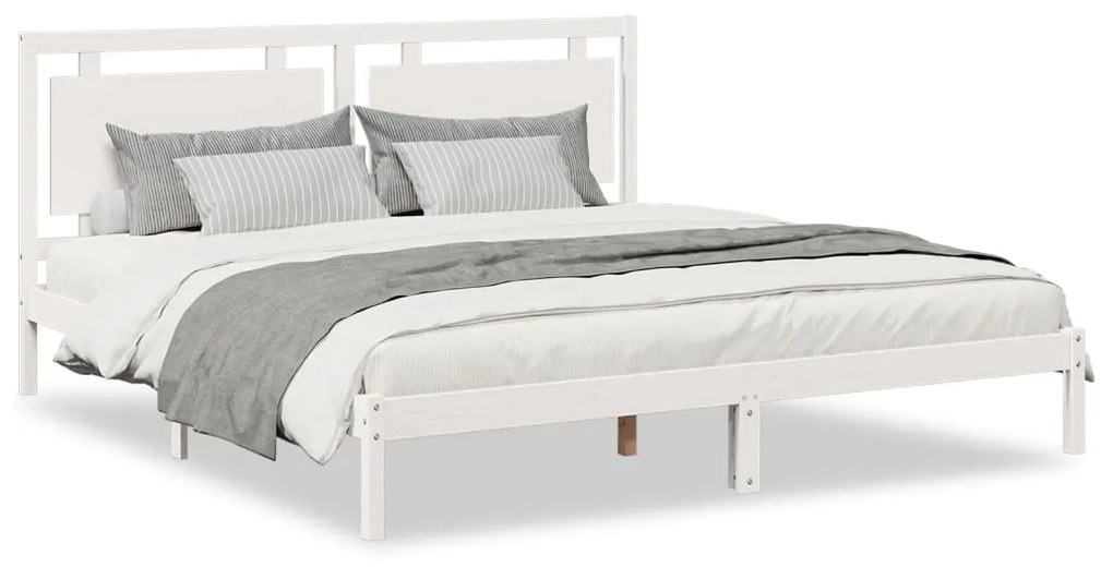 3309194 vidaXL Рамка за легло без матрак, бял, 200x210 см, масивна дървесина