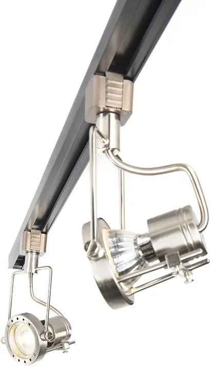 Интелигентна 1-фазна релса черна със стомана, вкл. 5 WiFi GU10 - Iconic Suplux