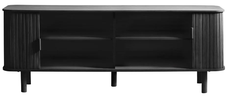 Черна телевизионна масичка от дъб 160x56 cm Cavo - Unique Furniture