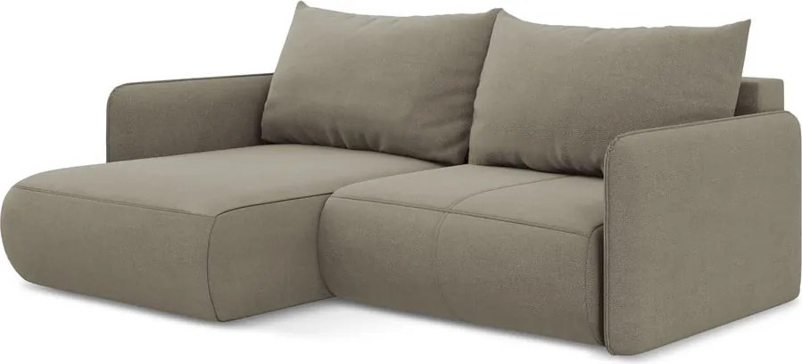 Бежов разтегателен ъглов диван с място за съхранение (ляв ъгъл) Nanea – Makamii