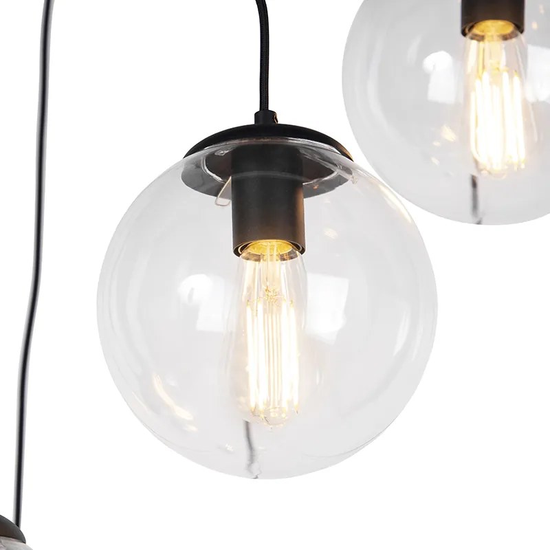 Смарт висяща лампа черна 7 светлини вкл. WiFi ST64 - Pallon