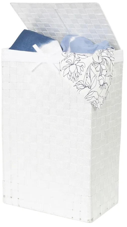 Бяла кошница за пране с капак Кошница за пране Linen, височина 60 cm - Compactor