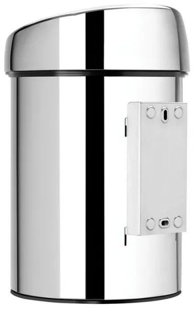 Кош за боклук Brabantia Touch Bin 647210, 3 л, Плавно и безшумно отваряне, Стенен монтаж, Брилянтен инокс