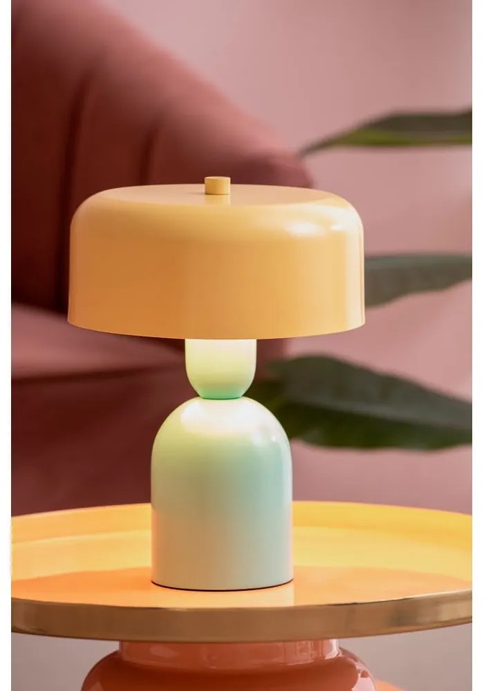 Жълта/тюркоазена настолна лампа (височина 24 cm) Double Funky – Leitmotiv
