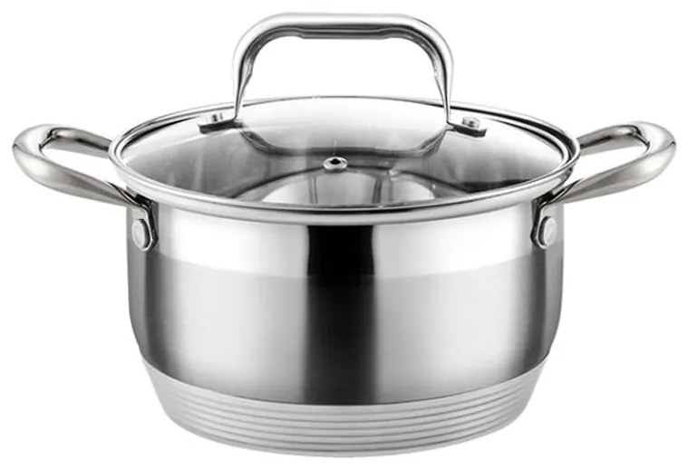 Тенжера HAUS ROLAND , HR-149-3 , със стъклен капак, ф22, огледален инокс / сатен мат