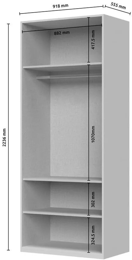 Ντουλάπα Phantom δίφυλλη glass