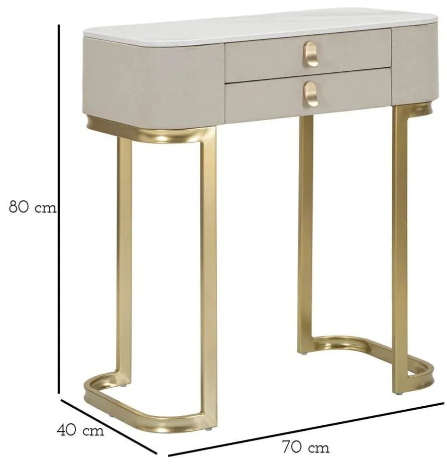 Бежова/ в златист цвят конзолна маса с плот от имитация на мрамор 40x70 cm Beauty – Mauro Ferretti