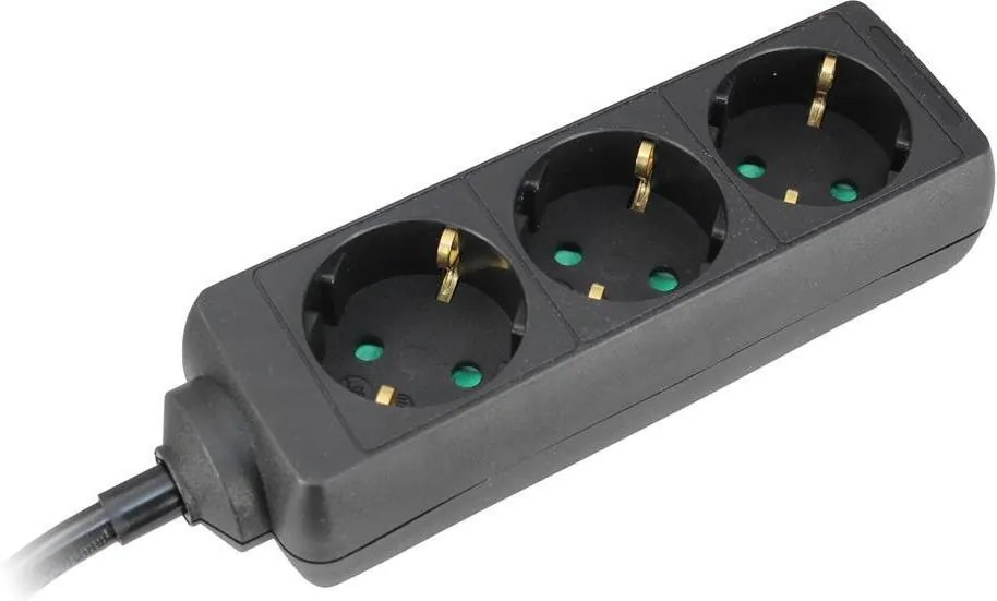 COMMEL Разклонител ЧЕРЕН 3x2P+E с кабел 3 метра / 1.5mm2  - C232-322