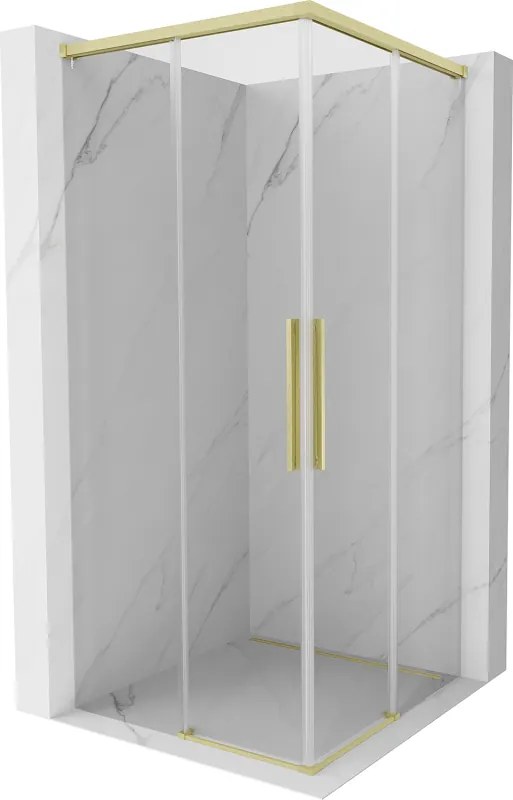 Mexen Rox Duo плъзгаща се душ кабина 90 x 90 см, прозрачна, златна четкана - 8C2D-090-090-55-00