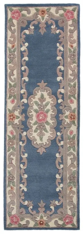 Син вълнен килим , 67 x 210 cm Aubusson - Flair Rugs
