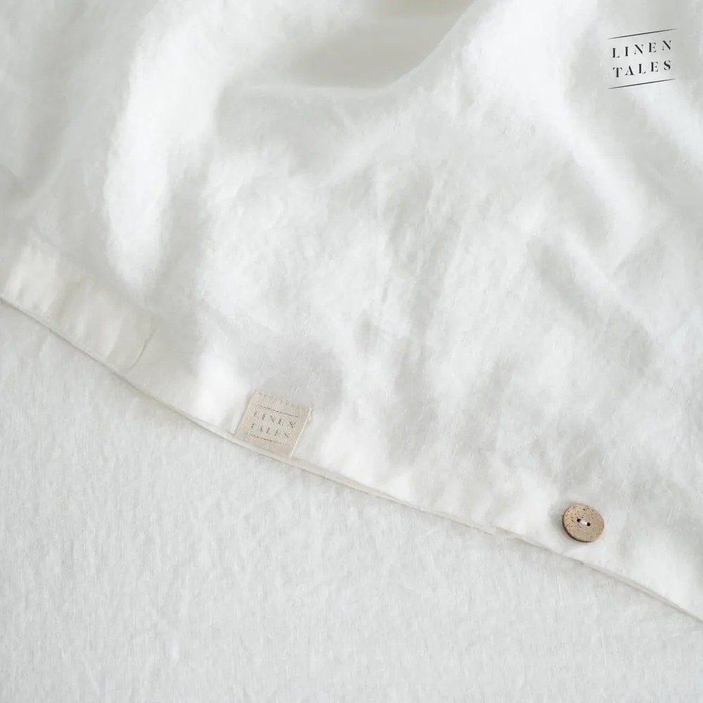 Бяло двойно ленено спално бельо 200x200 cm White – Linen Tales