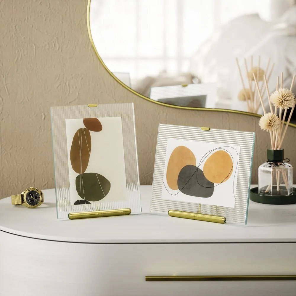 Стъклена стояща рамка в златист цвят 19x23 cm Flute – Umbra