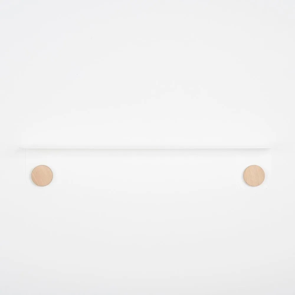 Стенен рафт от бяла стомана с детайли от дъбово дърво с 2 куки , дължина 70 см Hook - Gazzda