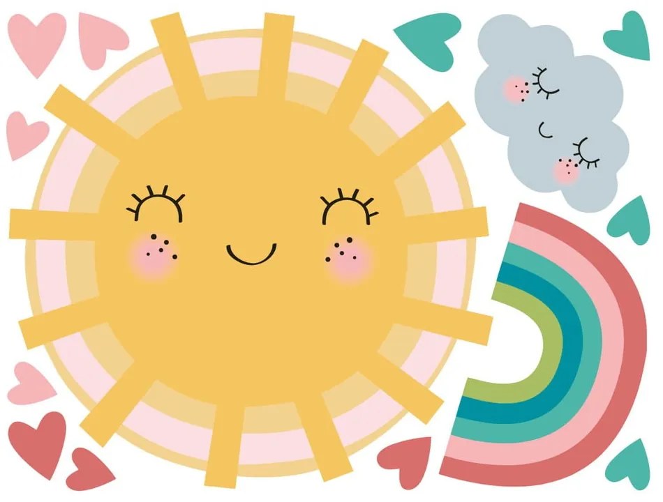 Комплект стикери за стена слънце, облак и дъга - Ambiance