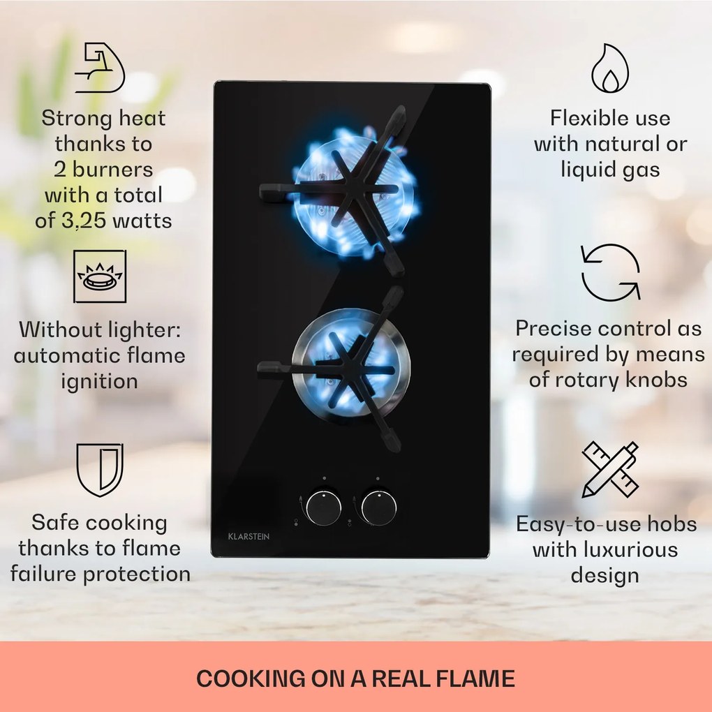 Klarstein Trifecta, газов котлон, 2 триъгълни горелки, стъклокерамика