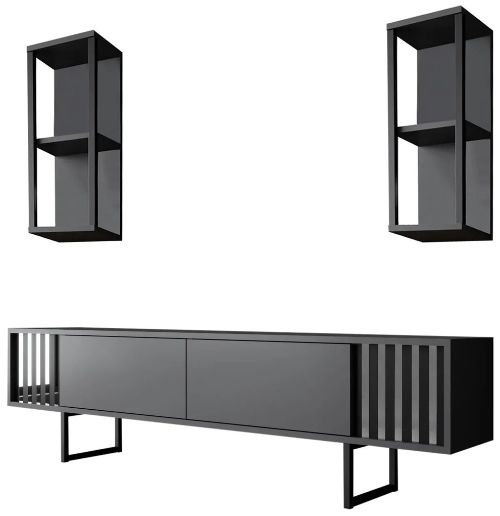 ТВ шкаф Chrome, цвят Антрацит Черен
