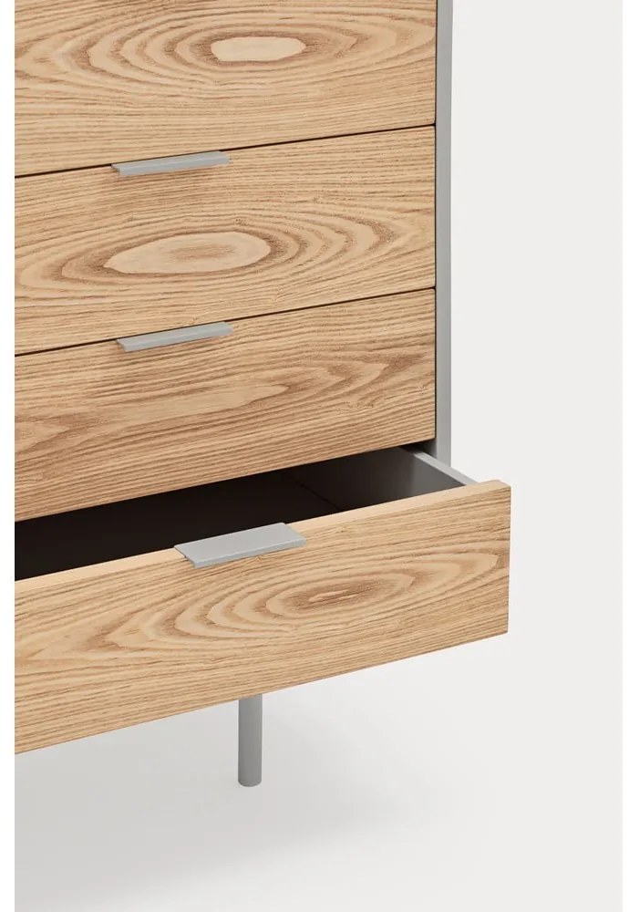 Сив/естествен нисък скрин от декор от дъб 159x80 cm Sierra – Teulat