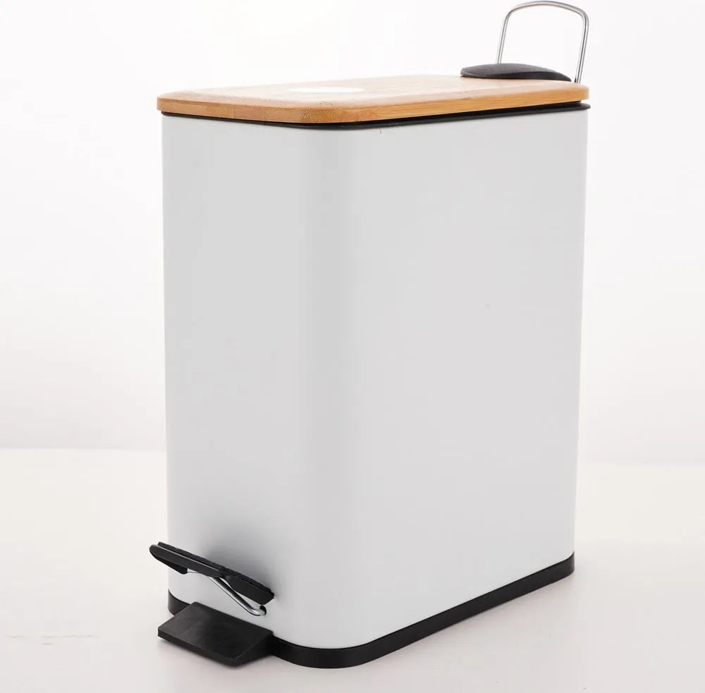 Бяло стоманено кошче за боклук с педал 5 l Erik – Spirella