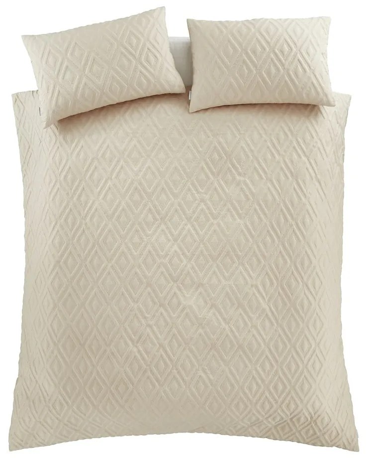 Бежово двойно удължено спално бельо 230x220 cm Jacob Geo – Catherine Lansfield